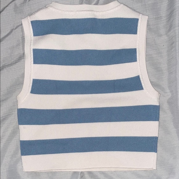 Zara Blue and White Striped Tank Top - Picture 2 of 2